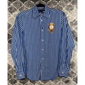 Ralph Lauren Blue and White Striped Button Down Shirt